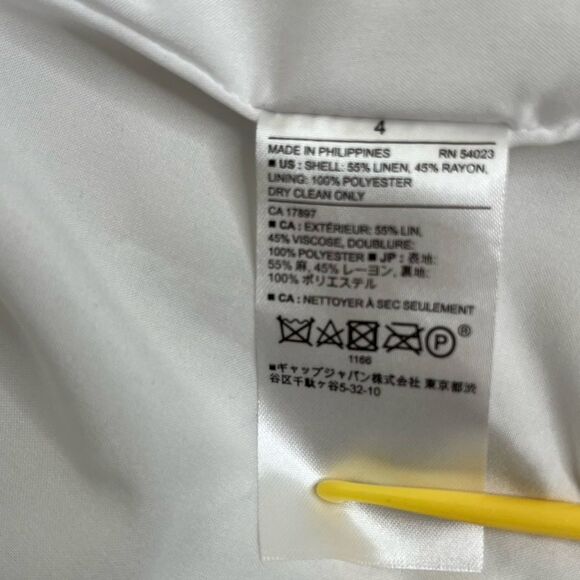 Banana Republic Linen Pinstripe Flutter Sleeve Flounce Hem Dress Women Size 4 - Picture 8 of 15